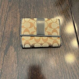 Coach Signature Canvas Wallet in Brown and Tan